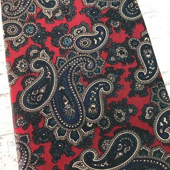 Paisley Silk Tie Bert Pulitzer Navy Red - Picture 3 of 7